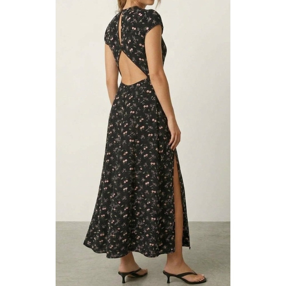 Reformation Gavin Cap Sleeve Open Low Back Long Midi Dress Isabella Print Size 4